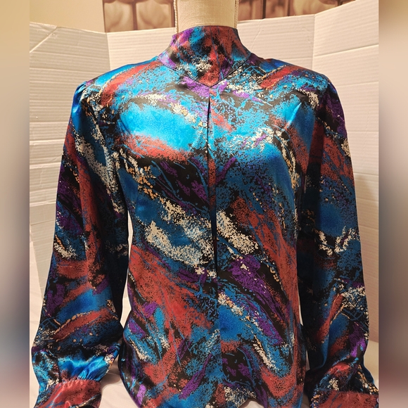 Michelle Stuart Tops - Vintage Michelle Stuart Sz M Magenta Paisley Cottagecore Blouse Retro Satin Feel